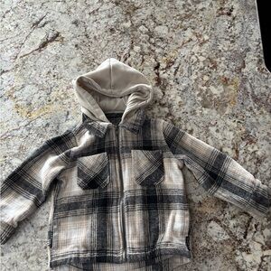 Brooklyn Cloth Plaid Hoodie Jacket - Black and Cream